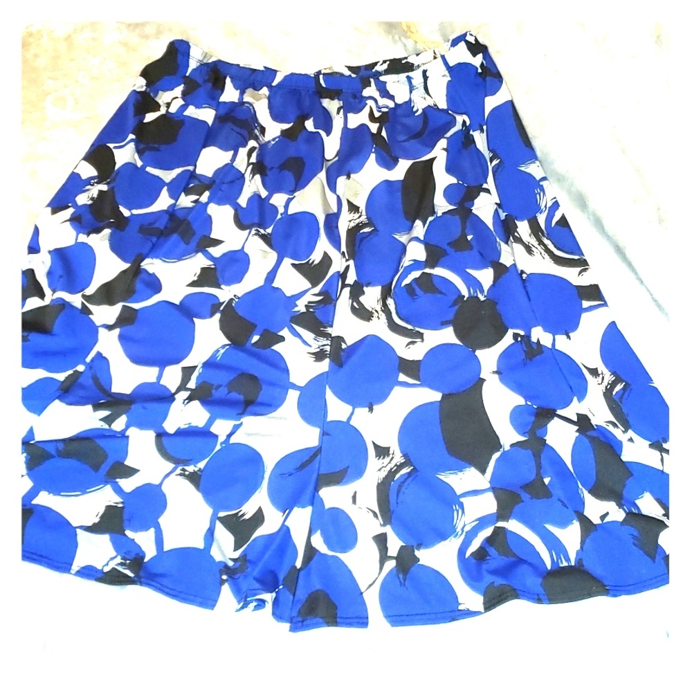 Blue, white, black, gray Elastic waistband skirt